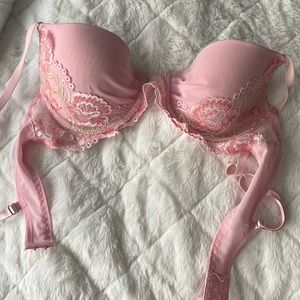 Sophie B. pink embroidered cottagecore bra